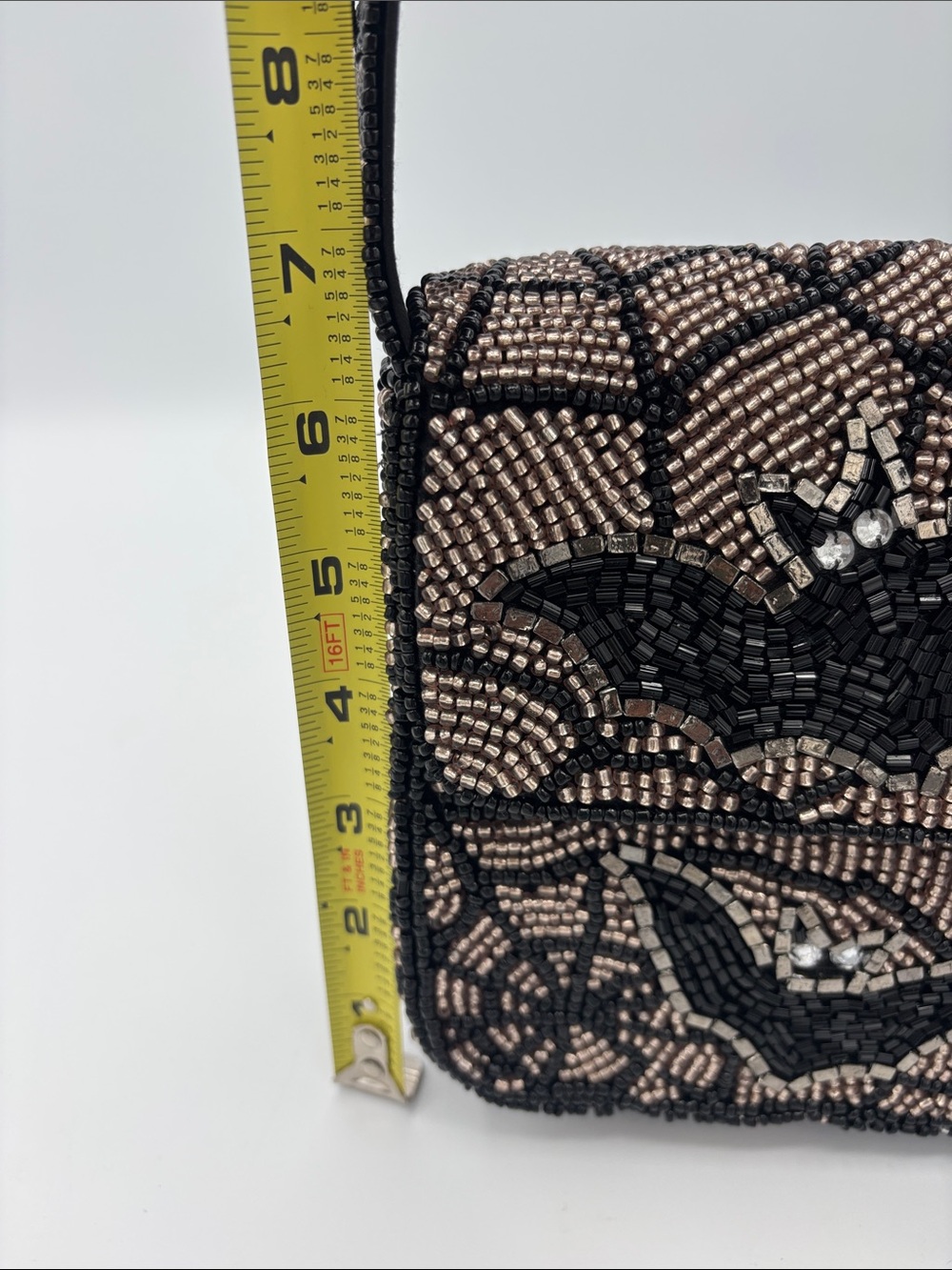 🦇🕸️Made in India Beaded Bat Bag - Viral- Champagne Gold and Black🦇🕸️ - Picture 9 of 11